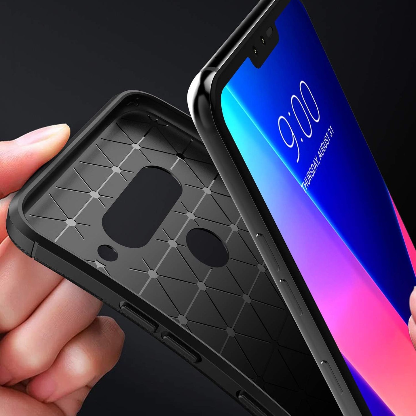 LG V40 Thinq Case, Torryka Premium TPU Carbon Fiber Texture Shell Design Slim Fit Flexible Lightweight Durable Protective Case Cover for LG V40 Thinq (Brown)  Torryka   