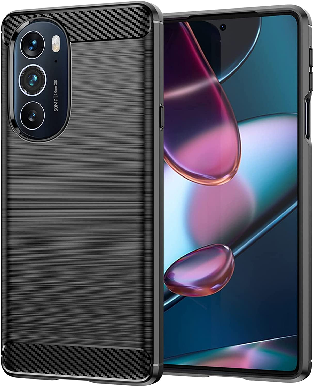 For Motorola Edge 2022 Case, Moto Edge 2022 Case with HD Screen Protector, Fashion Non-Slip Shock-Absorption Flexible TPU Bumper Soft Rubber Protective Phone Case Cover for Motorola Edge 2022, Gray  JINZHI Inc Black Brushed Tpu Case Motorola Edge Plus 2022 
