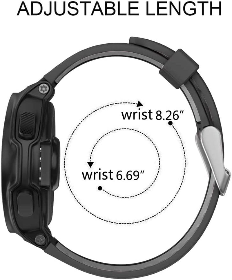 ISABAKE Compatible Forerunner 735XT Band Soft Silicone Sport Watch Strap Wristbands for Forerunner 220 230 235 620 630 Approach S20 S5 S6(Black/Gray)  ISABAKE   