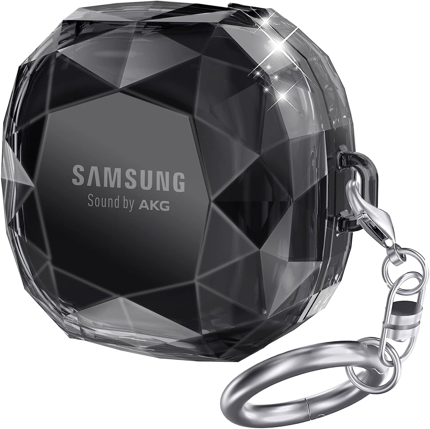 Ahastyle Compatible with Samsung Galaxy Buds 2 Pro Case/Galaxy Buds 2 Case/Galaxy Buds Pro Case/Galaxy Buds Live Case Transparent Cover [Anti-Yellowing] (Shine)  AHASTYLE Diamond Black  