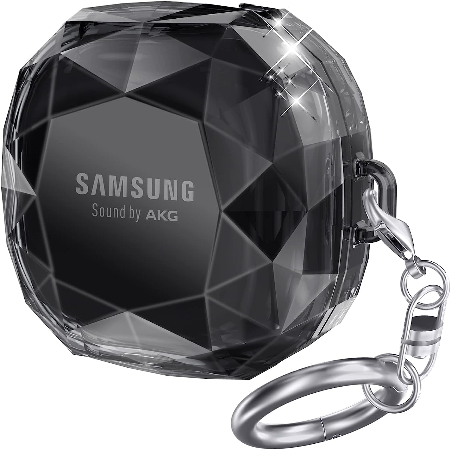 Ahastyle Compatible with Samsung Galaxy Buds 2 Pro Case/Galaxy Buds 2 Case/Galaxy Buds Pro Case/Galaxy Buds Live Case Transparent Cover [Anti-Yellowing] (Shine)  AHASTYLE Diamond Black  