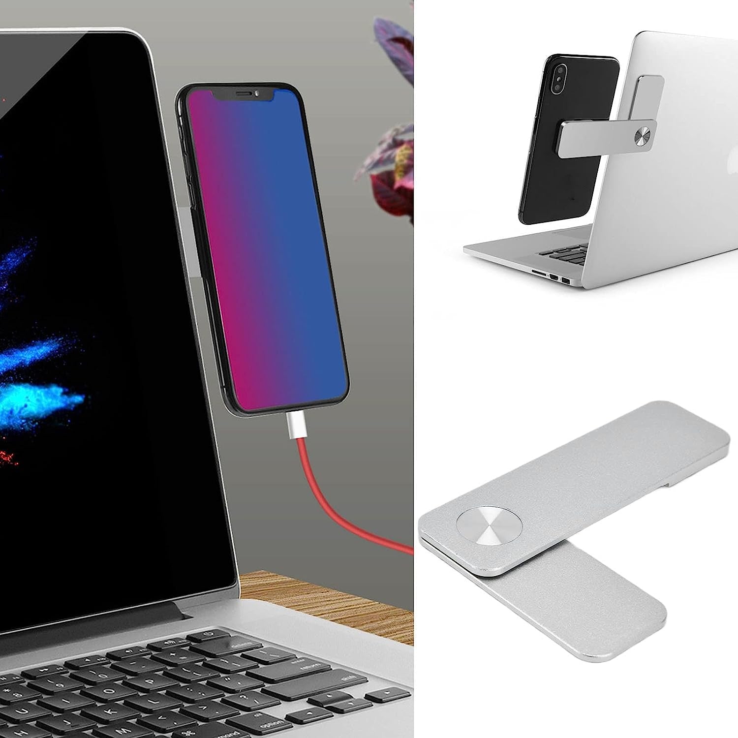 Buachois Magnetic Magnetic Laptop Phone Holder Adjustable Side Mount Clip Laptop Expansion Stand for Smartphone Office and Home  Buachois   