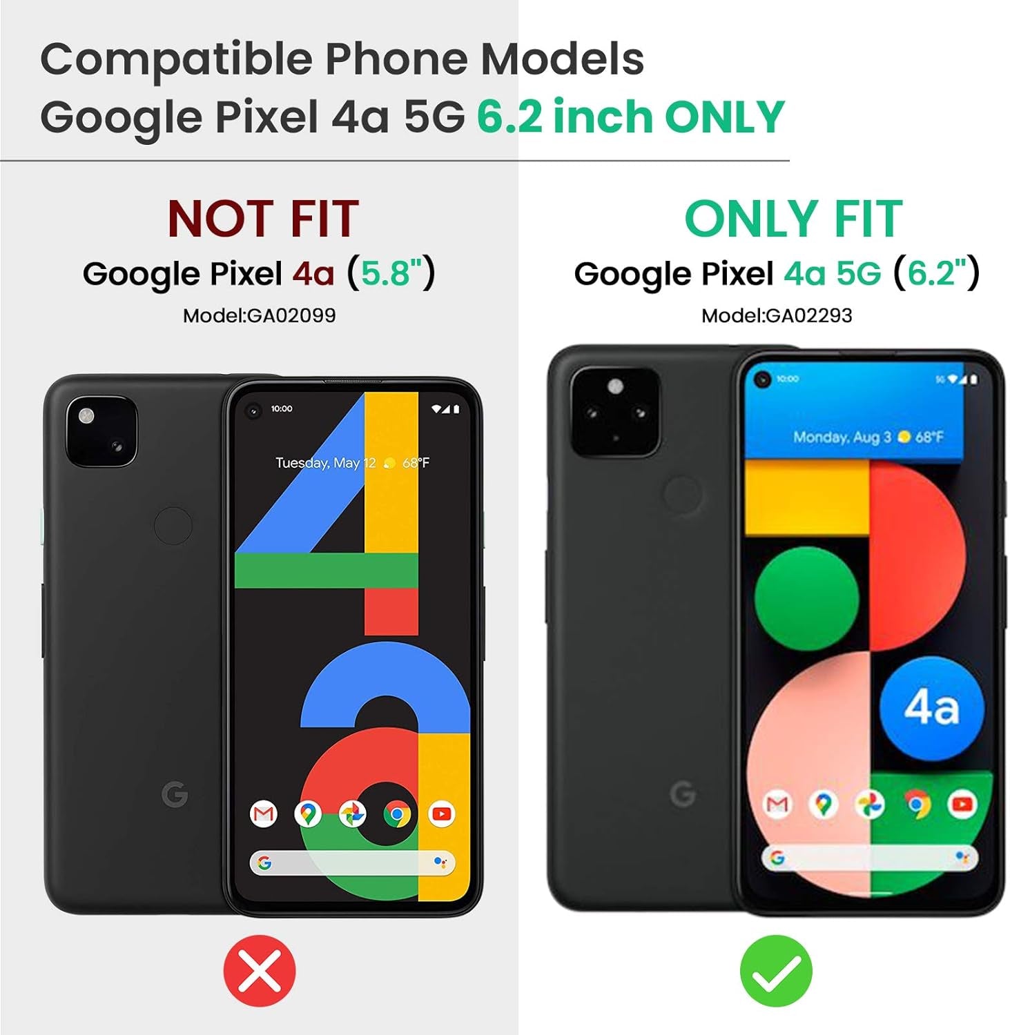 Lanhiem Pixel 4A 5G Case, IP68 Waterproof Dustproof Case [NOT Fit 4G Version] with Built-In Screen Protector, Full Body Protective Cover for Google Pixel 4A 5G Only, Black/Clear  Lanhiem   