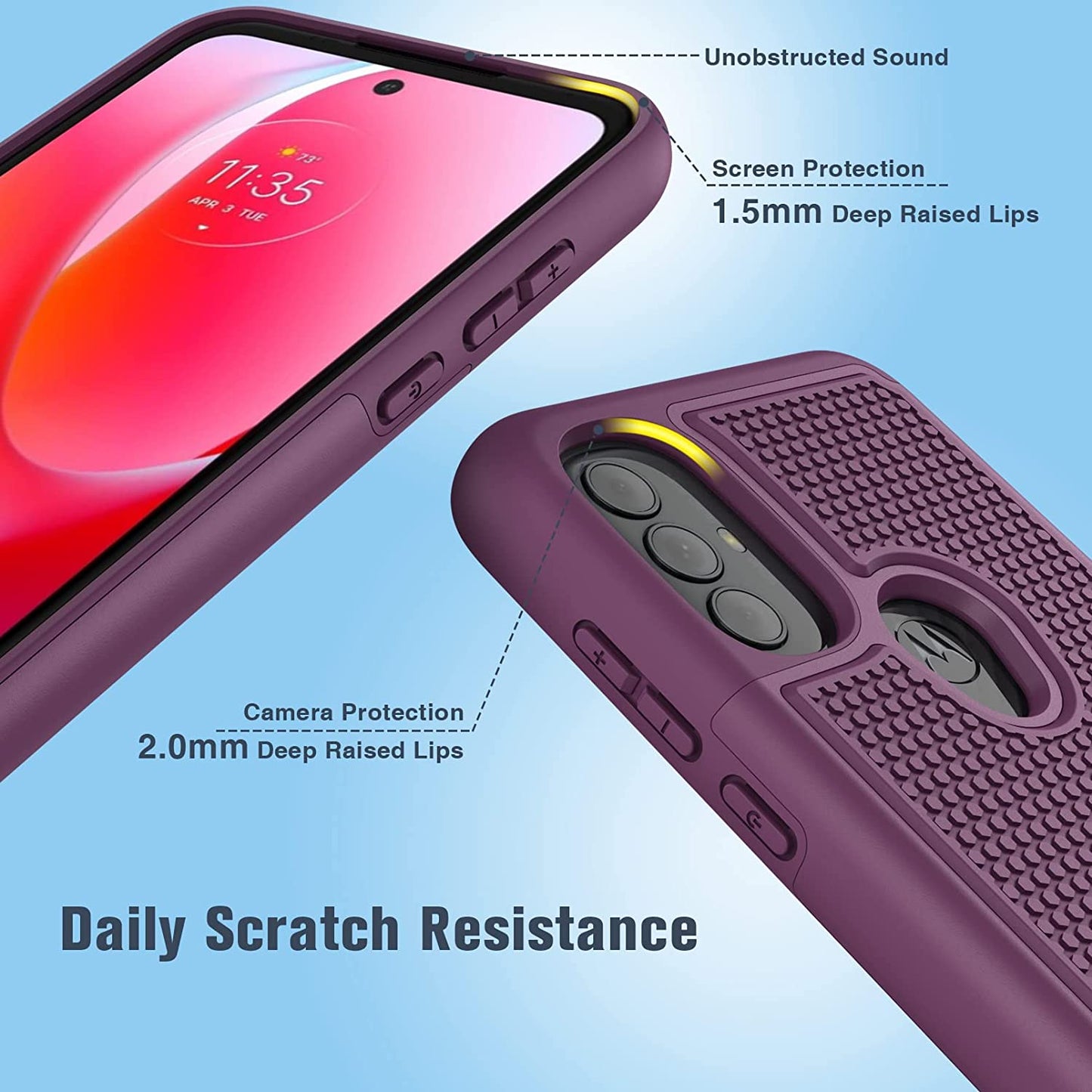 BNIUT for Motorola Moto G Power 2022 Case: Moto G Play 2023 Case & Moto G Pure 2021 Case - Dual Layer Protective Heavy Duty Phone Cover Shockproof Rugged with Non Slip Textured (Burgundy Purple)  binghexin   