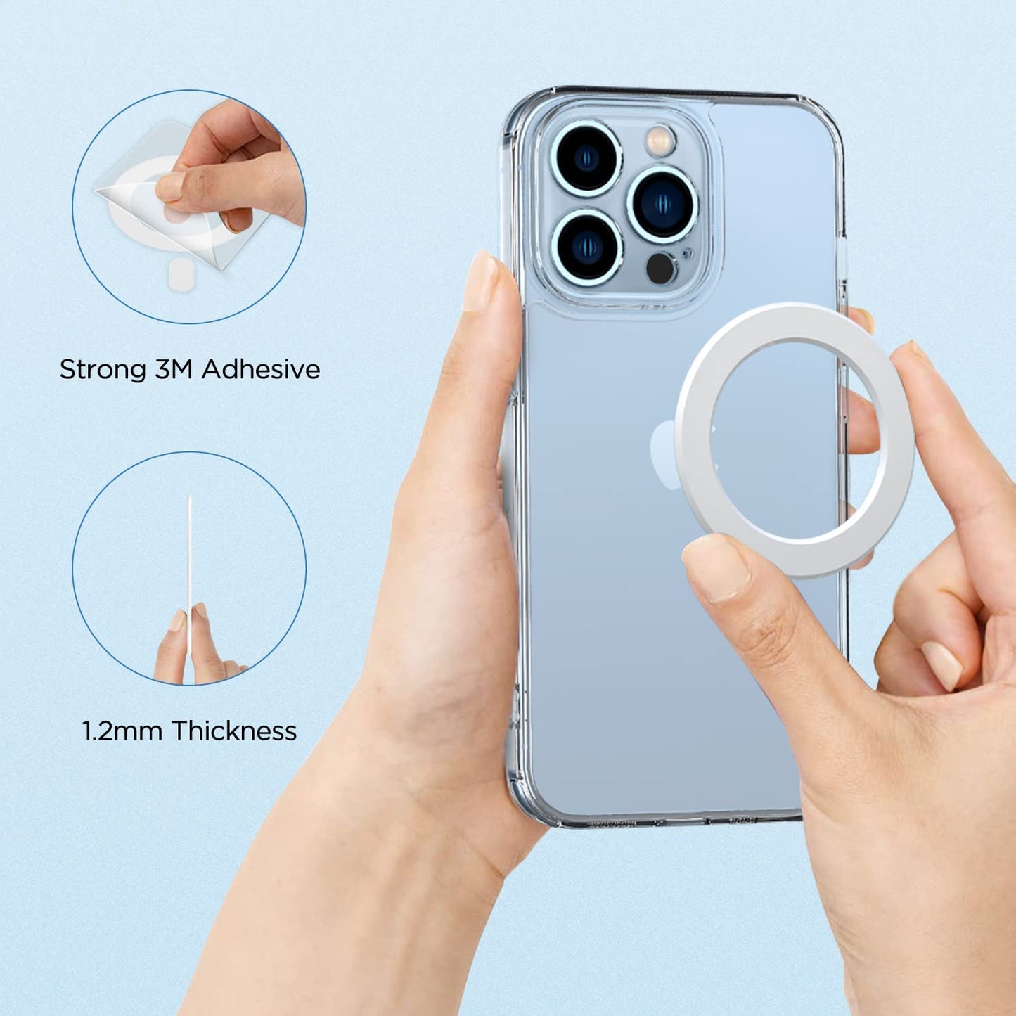 OUTXE Magnetic Adapter Ring 2 Pack, Universal Magnet Sticker Compatible with Magsafe Accessories & Wireless Charging for Iphone 14/13/12/11 Mini Pro Max, Galaxy S22/S21 Fe Ultra and Phone Case -White  OUTXE   