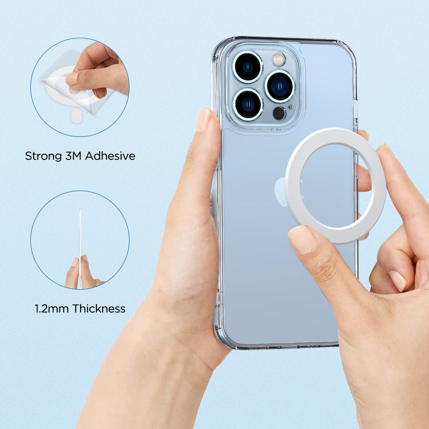 OUTXE Magnetic Adapter Ring 2 Pack, Universal Magnet Sticker Compatible with Magsafe Accessories & Wireless Charging for Iphone 14/13/12/11 Mini Pro Max, Galaxy S22/S21 Fe Ultra and Phone Case -White  OUTXE   