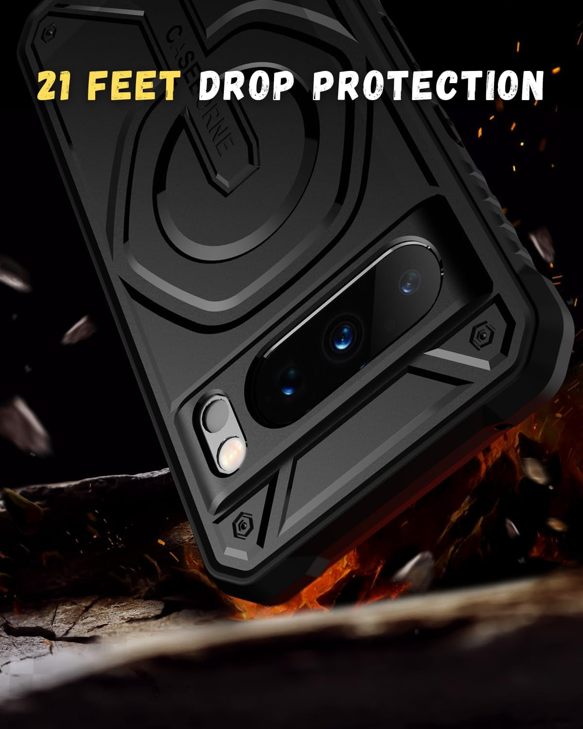 Caseborne Compatible with Google Pixel 8 Pro Protective Case - Compatible with Magsafe, Slim yet Rugged with Tempered Glass Screen Protector and Belt Clip Holster Black  CaseBorne   