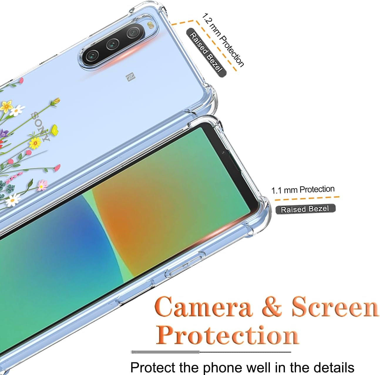 GTBDEKI Phone Case for Xperia 10 III Case, Sony 10 III Lite XQ-BT52 XQ-BT44 Case, Clear Case with Flower Garden Patterns Protective Phone Cover for Sony Xperia 10 III Flower Bouquet  GTBDEKI   