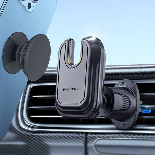 Pop-Tech Car Vent Phone Mount for Socket Grip, Air Vent Clip Phone Holder Compatible with Magsafe Wallet Black & Iphone Samsung Card Holder, Cell Phone Stand with Sticky Adhesive  pop-tech   