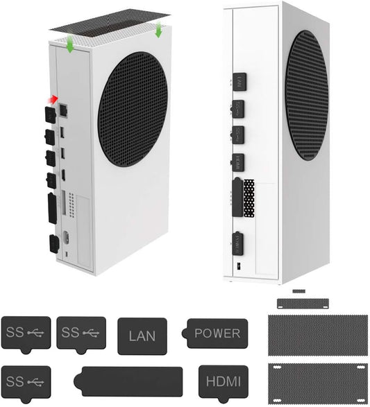 GOTRUTH Series S 7 Silicone Dust Plugs and 4 PVC Meshs Set,Usb HDMI LAN Power Cd-Driver Interface Anti-Dust Cover Dustproof Plug for Xbox Series S Console Accessories-11Pcs (Xbox Series S, Black 2)  wds   