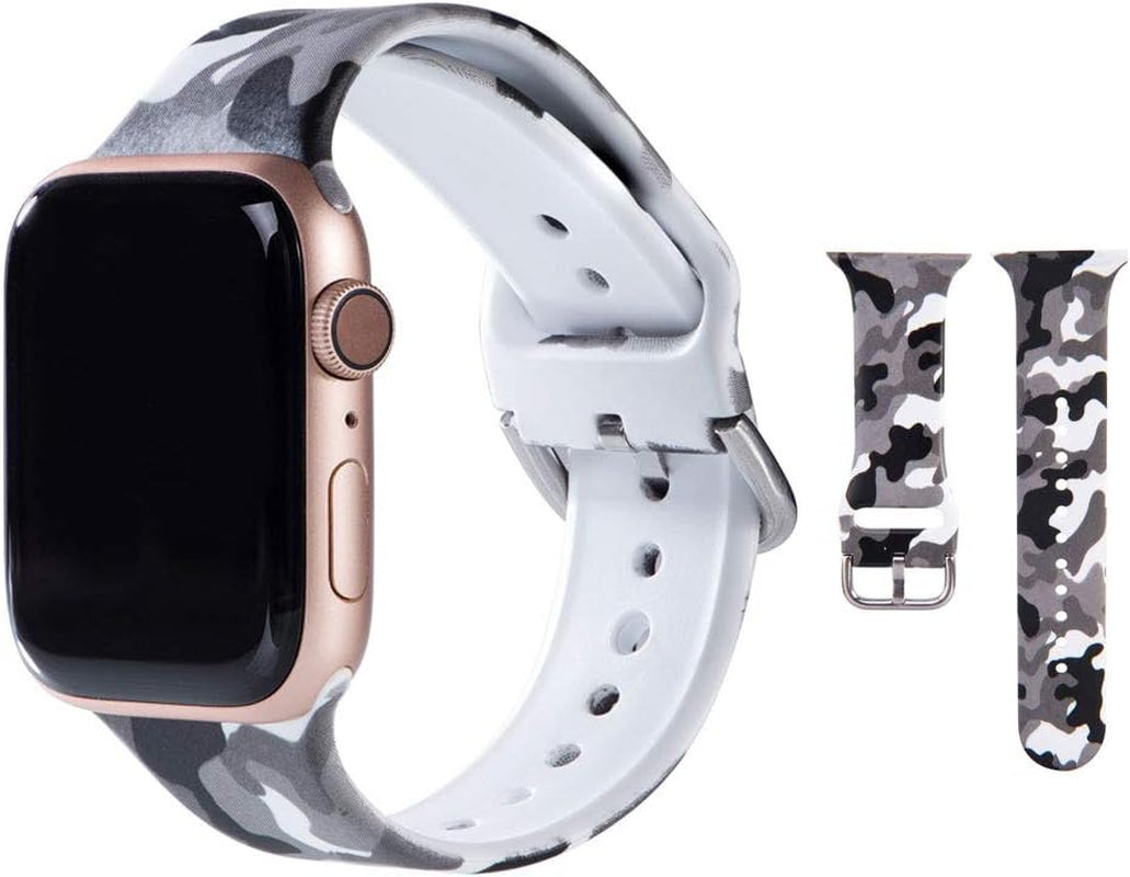 Hi-Yoohere Elegent Bands Compatible Wth Apple Watch 42Mm 44Mm 45Mm, Character Cool Skull Print Soft TPU Wristband Strap for Girls Women Iwatch SE & Series 7/6/5/4/3/2/1  Hi-Yoohere Camouflage Gray 38mm/40mm/41mm 