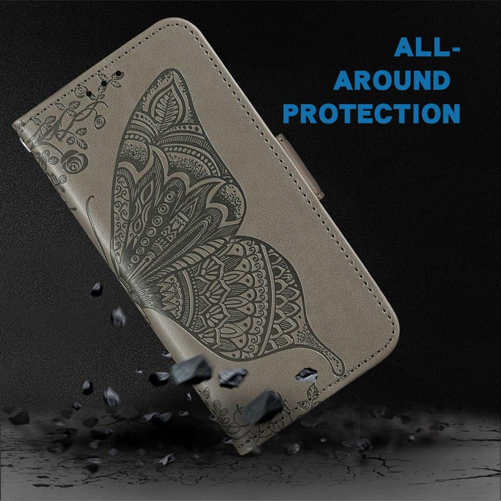 WWAAYSSXA Compatible with LG G6 Wallet Case Wrist Strap Lanyard Leather Flip Card Holder Stand Cell Accessories Phone Cover for LGG6 Thinq LG6 Thin Q G 6 plus G6+ 6G VS988 H872 Women Men Grey  WWAAYSSXA   