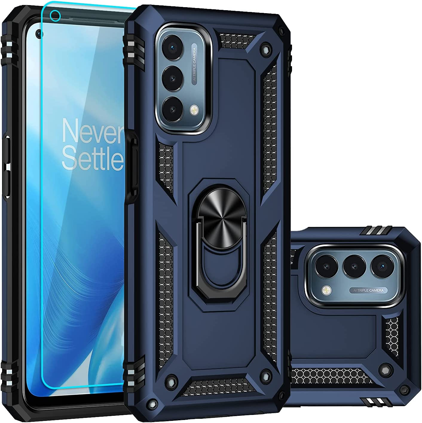 SKTGSLAMY for Oneplus Nord N200 5G Case,With Screen Protector,[Military Grade] 16Ft. Drop Tested Cover with Magnetic Kickstand Car Mount Protective Case for Oneplus Nord N200 5G, Mint  SKTGSLAMY Blue  