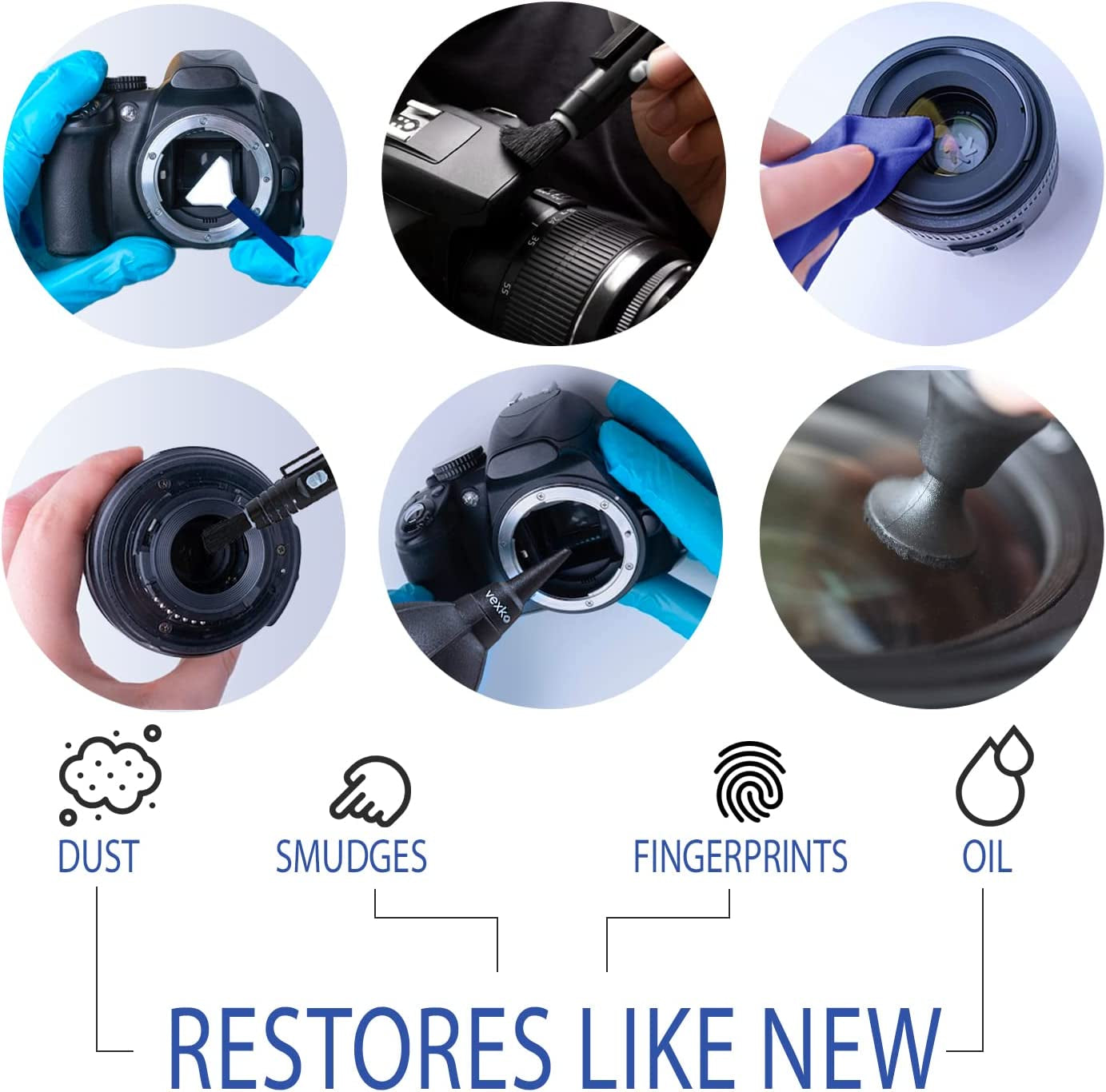 Vexko Camera Cleaning Kit for DSLR Cameras – Ideal Cleaner for Professional Camera, Sensor, Lens and LCD Screen. Compatible with Canon, Nikon, Sony, Pentax, Panasonic  Vexko   