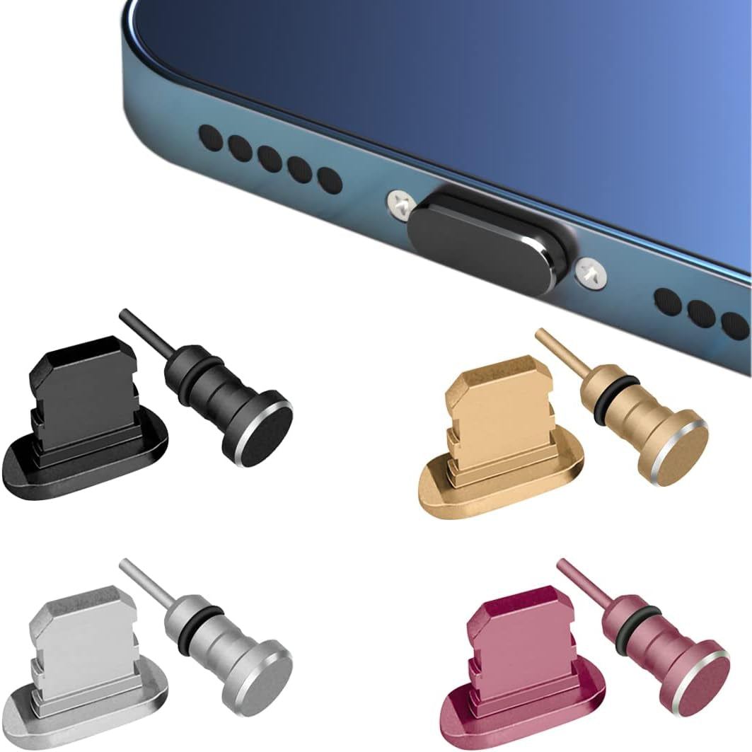 4 Pack anti Dust Plug Set Compatible with Iphone 13 12 Mini Pro Max 11 X XS XR 8 7 plus Ipad, Charging Port Cover Metal Anti-Dust Pluggy and Earphone Jack Devices with Easy Storage Box  CKANDAY   