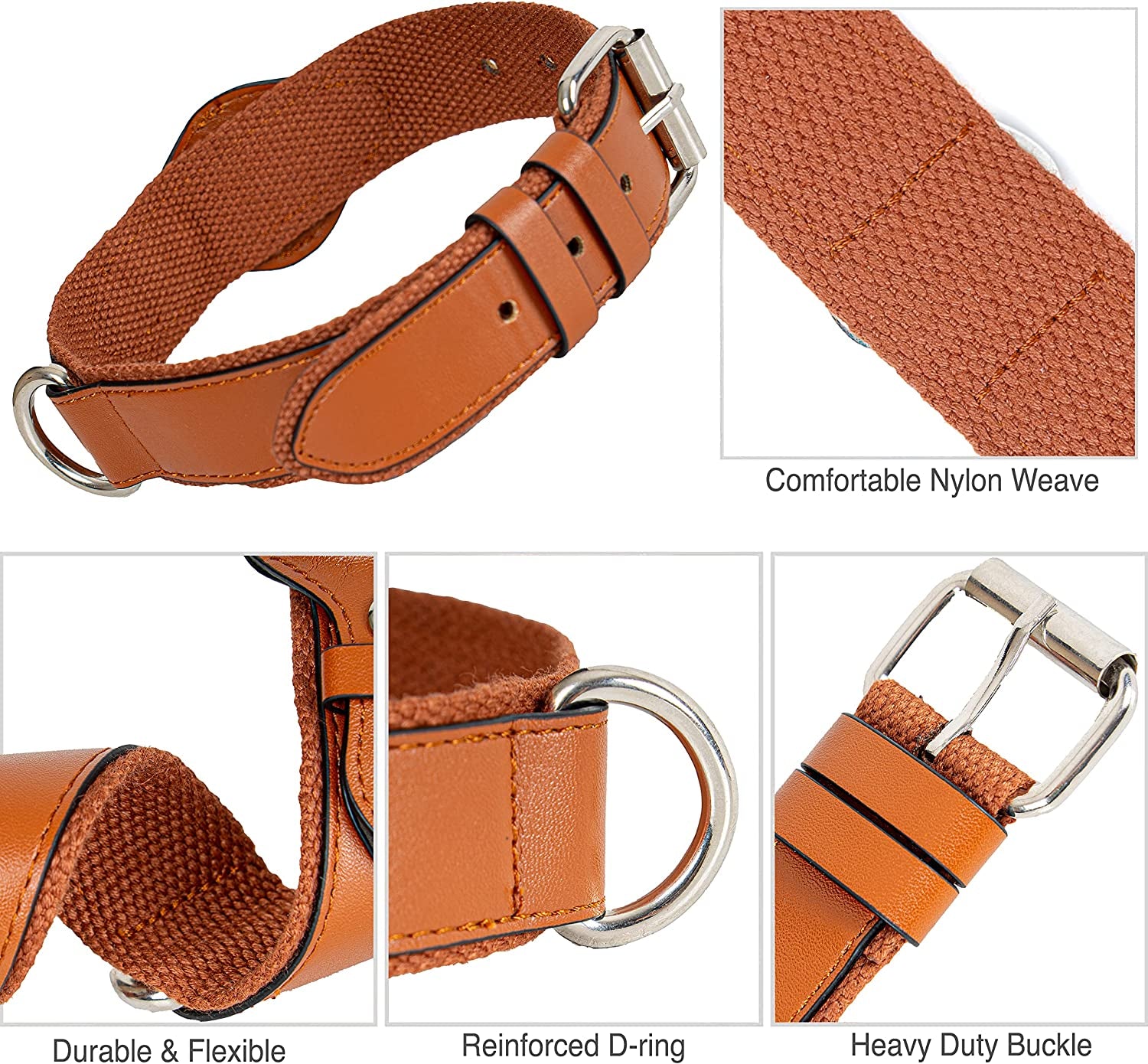 Safe Paws Airtag Dog Collar Holder - Our Adjustable Air Tag Dog Collar Holder Fits Small Medium and Large Dogs - Use Our Elegant PU Leather Dog Airtag Collar to Quickly Locate Your Dog (Small, Brown)  Safe Paws   