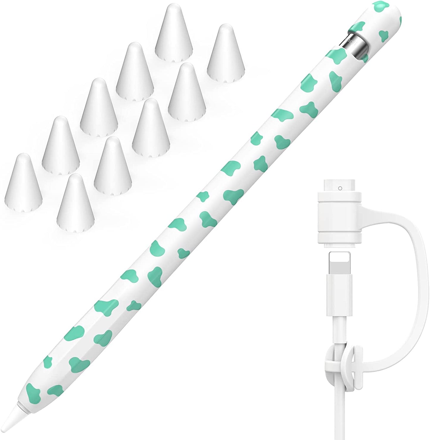 NIUTRENDZ Cow Print Case for Apple Pencil 2Nd Generation Case Cover Silicone Protective Sleeve Skin Accessories with 10Pcs Apple Pencil Tips Cover (Purple)  NIUTRENDZ Mint Green Apple Pencil 1st Generation 