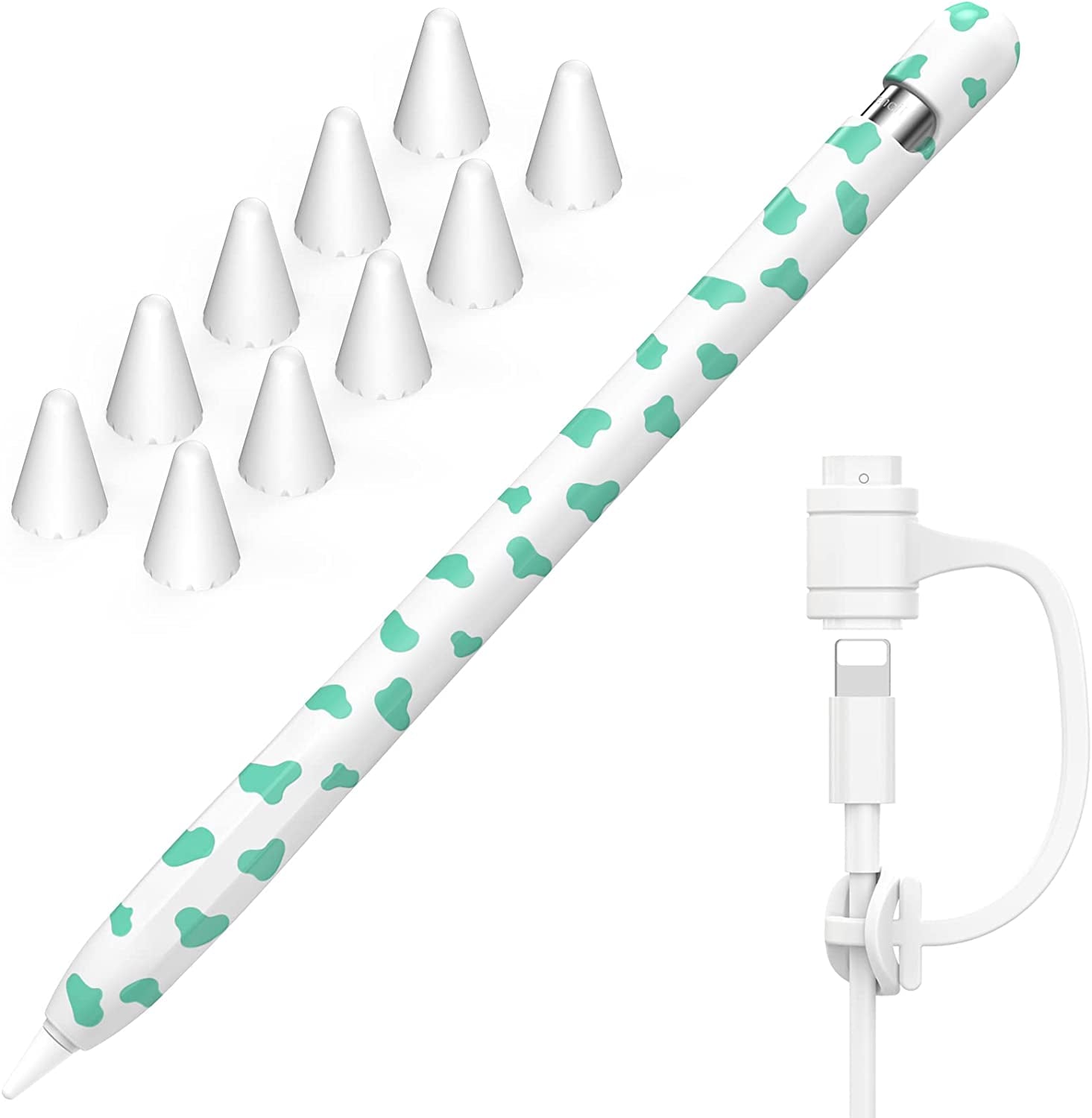 NIUTRENDZ Cow Print Case for Apple Pencil 2Nd Generation Case Cover Silicone Protective Sleeve Skin Accessories with 10Pcs Apple Pencil Tips Cover (Purple)  NIUTRENDZ Mint Green Apple Pencil 1st Generation 