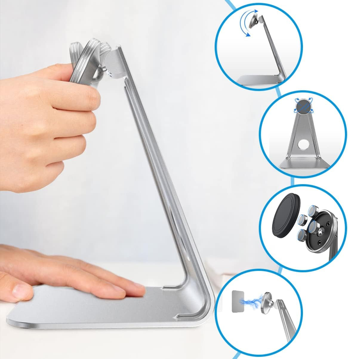 SOLUSTRE Tablet Holder Mount Clamp Aluminium Alloy Cell Laptop Suction Table Desk Holder Stents Accessories Dock Tablet Stand Cradle Multifunction Bracket Magnetic Clip Home Office Laptop Stand  SOLUSTRE   