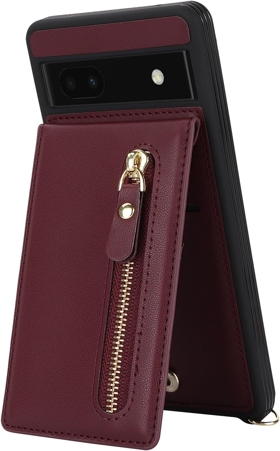 Jaorty Google Pixel 6A Case for Women with Card Holder 6.1" 5G 2022,Google Pixel 6A Phone Case with Strap,Crossbody Lanyard Cases with Credit Card Slots with Stand,Burgundy  Jaorty   