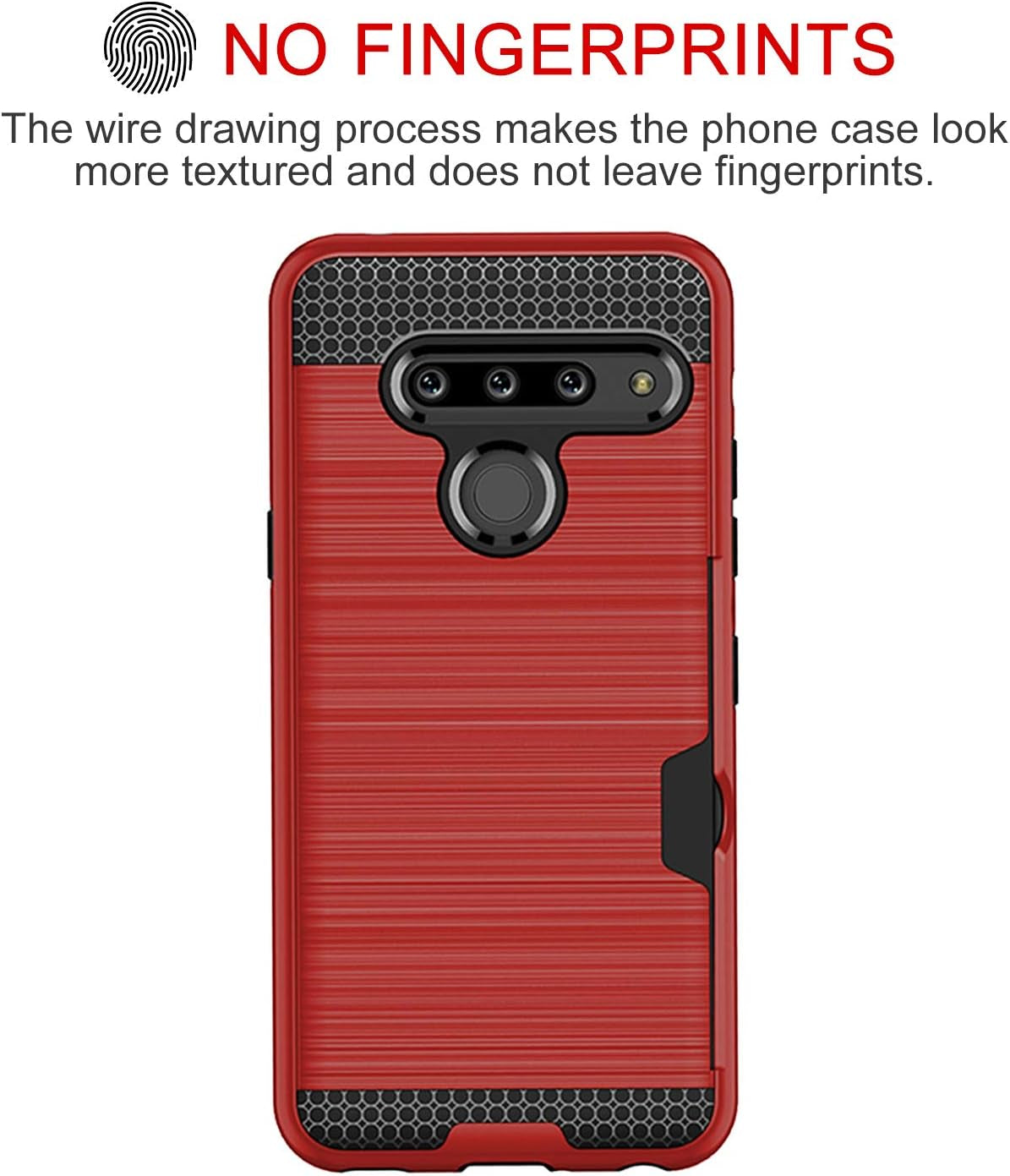 Case for LG G8, Thinq Case with Card Slot Holder, Shock Absorption Case Protective Cover for LG G8 (Red)  jia   