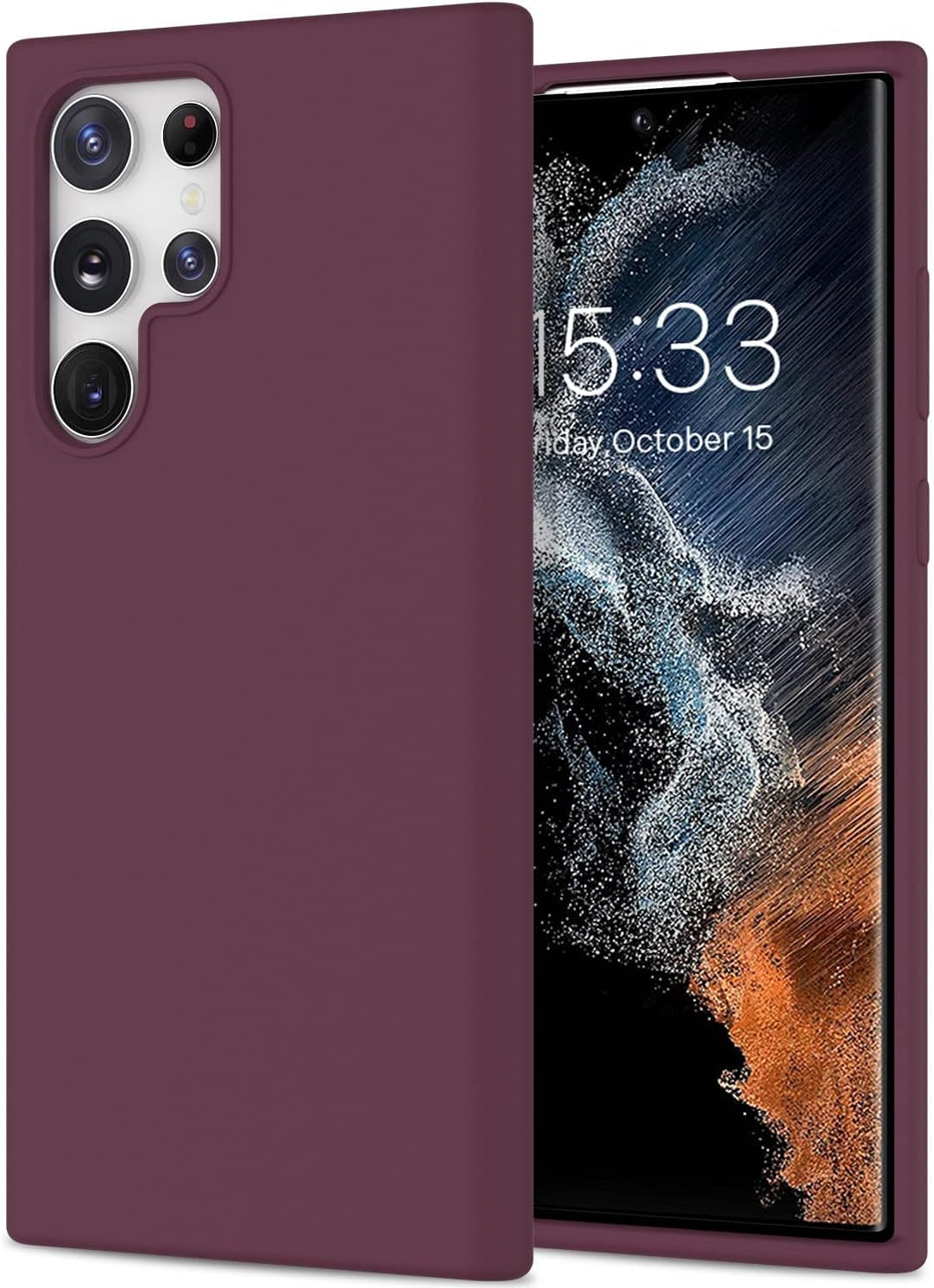 DEENAKIN for Samsung Galaxy S22 Ultra Case Silicone,Silky Smooth Flexible Gel Rubber Bumper Cover with Soft Microfiber Lining Slim Fit Protective Phone Case for Samsung Galaxy S22 Ultra Bright Yellow  DEENAKIN Wine Red Samsung Galaxy S22 Ultra 