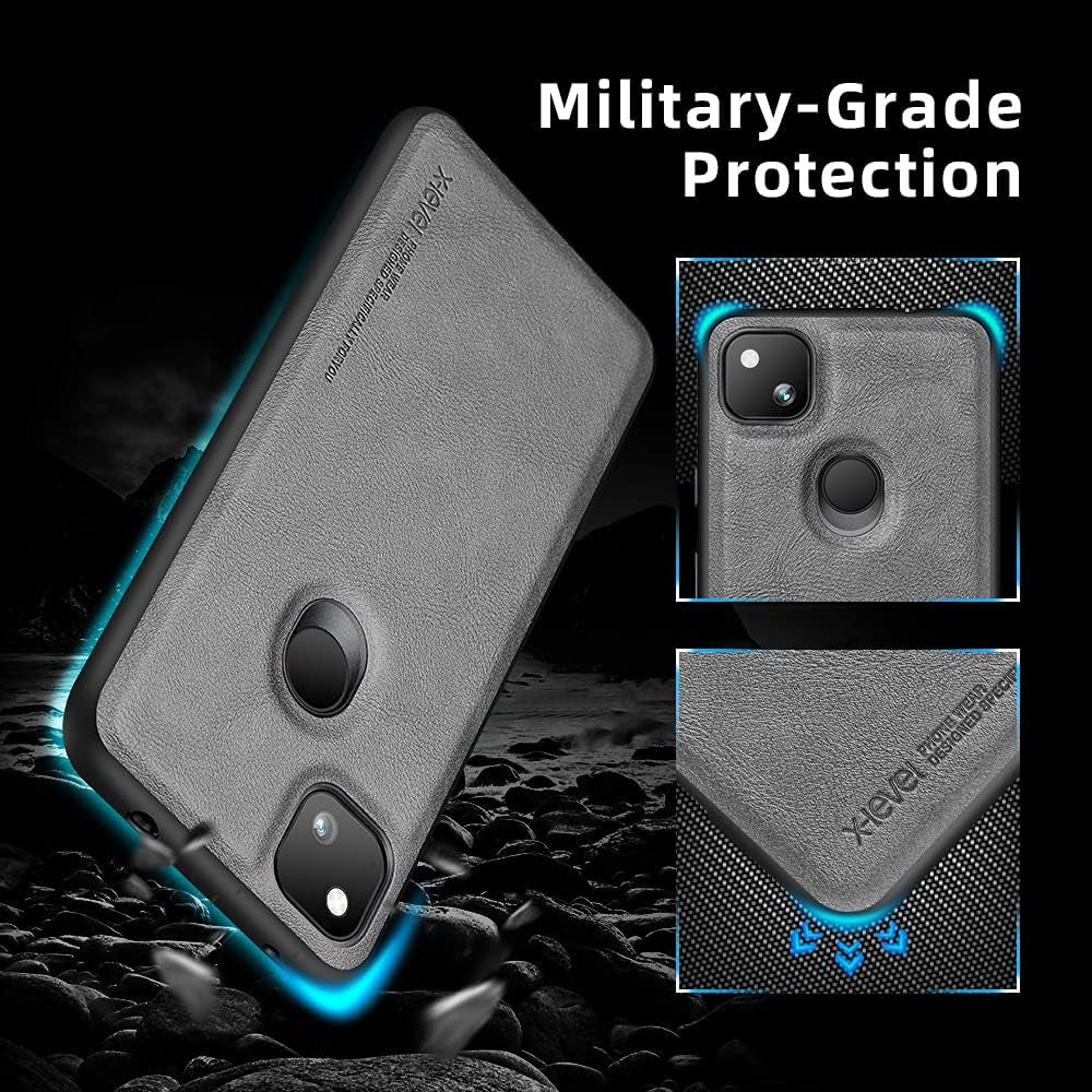 X-Level Google Pixel 4A Case (Not Fit 4A 5G),Anti-Scratch Premium Leather Soft TPU Bumper Shockproof Protective Phone Cover Case for Google Pixel 4A (Gray)  X-level   