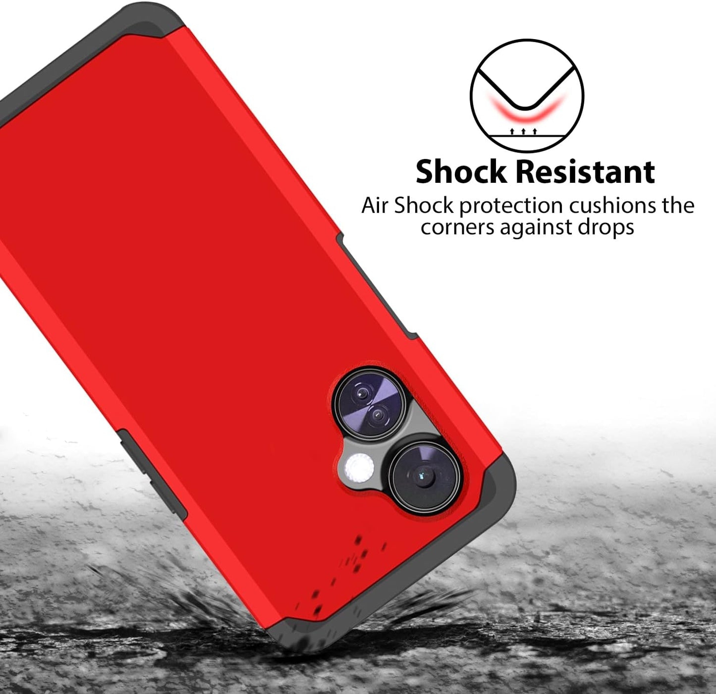 TJS Compatible for Oneplus Nord N30 5G Case, with Tempered Glass Screen Protector Dual Layer Hybrid (Magnetic Mount Friendly) Shockproof Drop Protection Impact Phone Case (Red)  TJS   