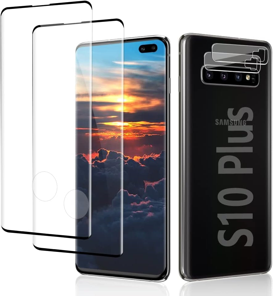[2+2 Pack] Samsung S21 Ultra Screen Protector, 9H Tempered Glass Include 2 Pack Camera Lens Protector,Ultrasonic Fingerprint Support, 3D Curved, Bubble-Free Glass Screen Protector, for Samsung Galaxy S21 Ultra (6.8 Inch)  MAXVITAVELA S10 Plus Screen Protector  