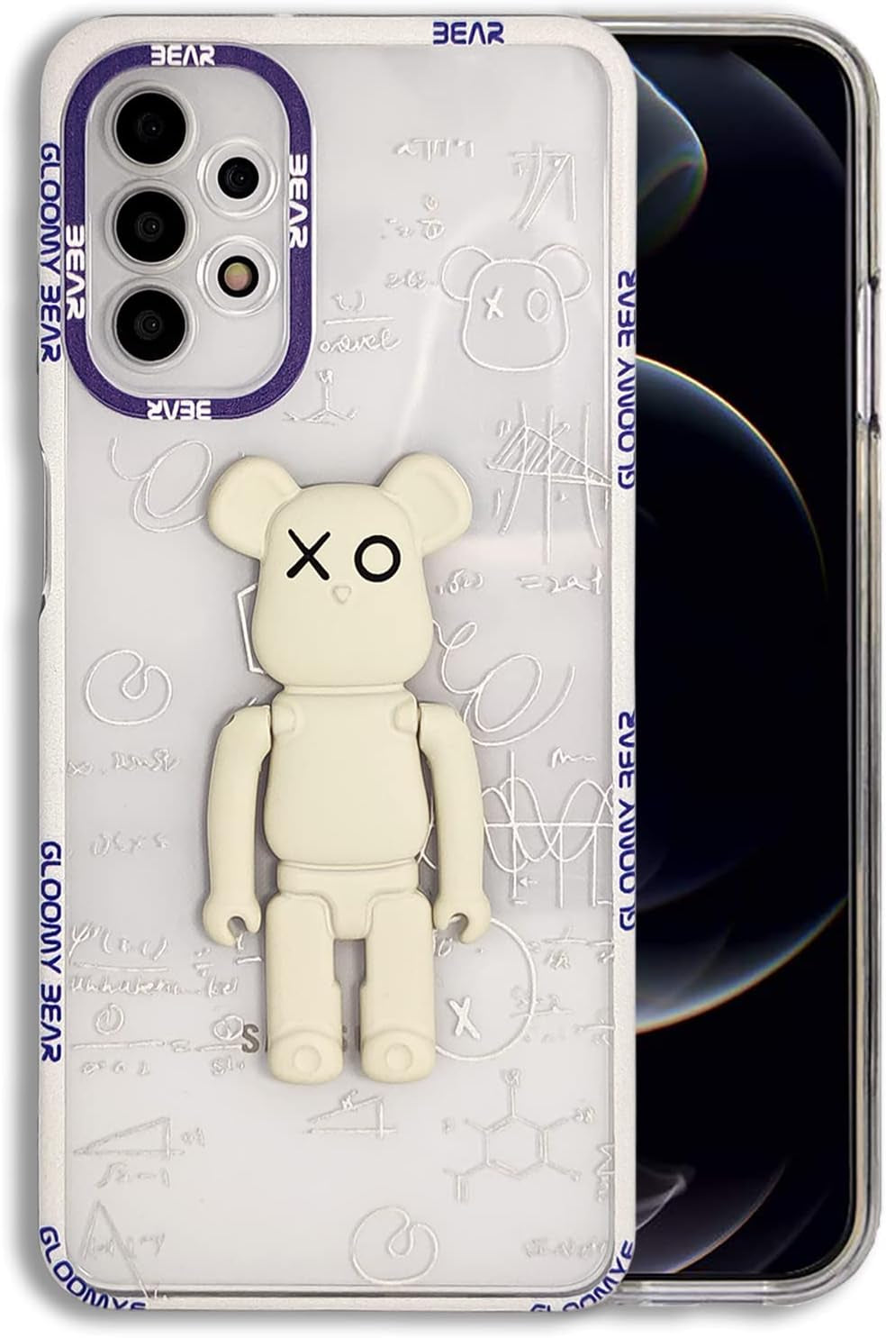 DOWINTIGER Samsung Galaxy A53 5G Case - Cool Designer 3D Bear with Kickstand Design for Boys Men, Street Fashion Soft Flexible Slim TPU Camera Lens Protective Clear Cover for Galaxy A53 - Black Bear  DOWINTIGER White Bear Kickstand Samsung Galaxy A53 5G 