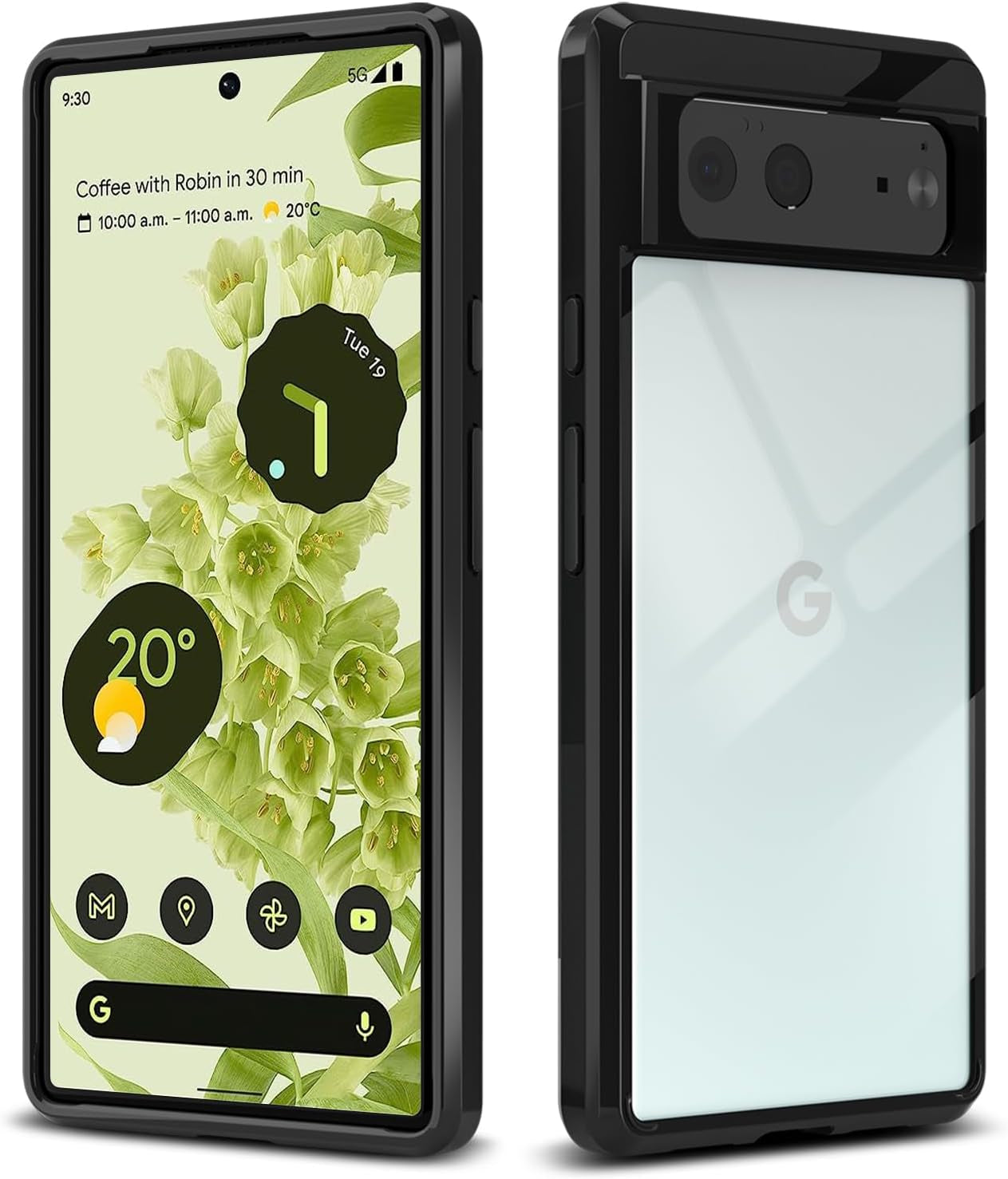 Meliya for Google Pixel 6 Case, Soft TPU Bumper with PC Hard Back Shockproof Anti-Scratched Phone Case Cover for Google Pixel 6 (Clear)  Meliya Black Google Pixel 6 