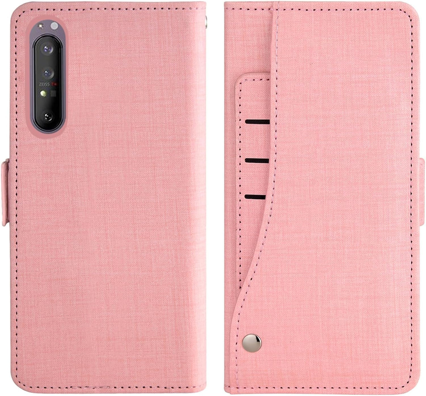 Asuwish Phone Case for Sony Xperia 1 II 2 / Experia 1II 5G Wallet Cover with Tempered Glass Screen Protector Flip Credit Card Holder Slot Stand Cell Experia1Ii XQ-AT52 XQ-AT51 XQ-AT42 Women Men Pink  Asuwish   