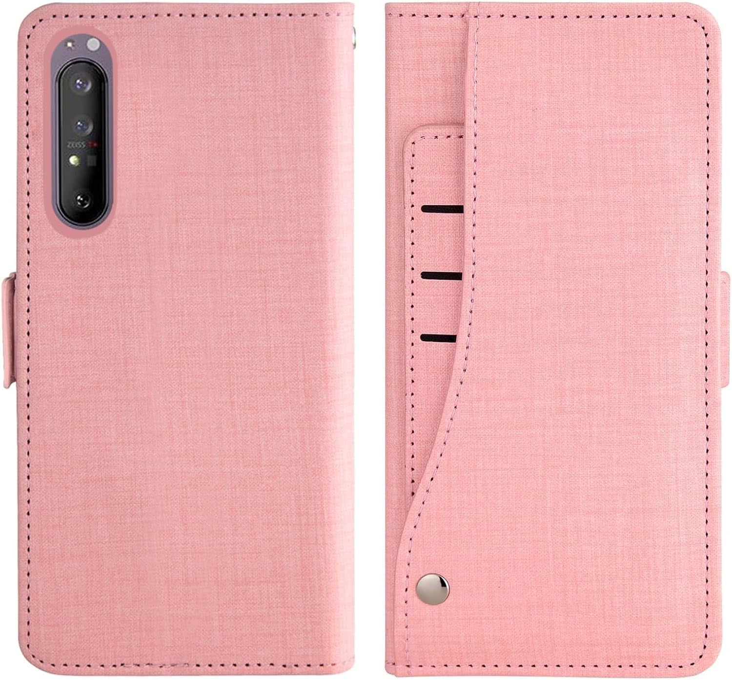 Asuwish Phone Case for Sony Xperia 1 II 2 / Experia 1II 5G Wallet Cover with Tempered Glass Screen Protector Flip Credit Card Holder Slot Stand Cell Experia1Ii XQ-AT52 XQ-AT51 XQ-AT42 Women Men Pink  Asuwish   