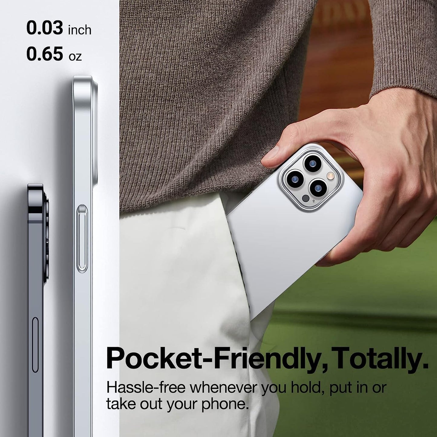 TORRAS Originfit for Iphone 14 Pro Case Slim Fit, Super Thin Lightweight Hard PC Cover ONLY Compatible with Iphone 14 Pro Phone Case-6.1 Inch, Silver  TORRAS   