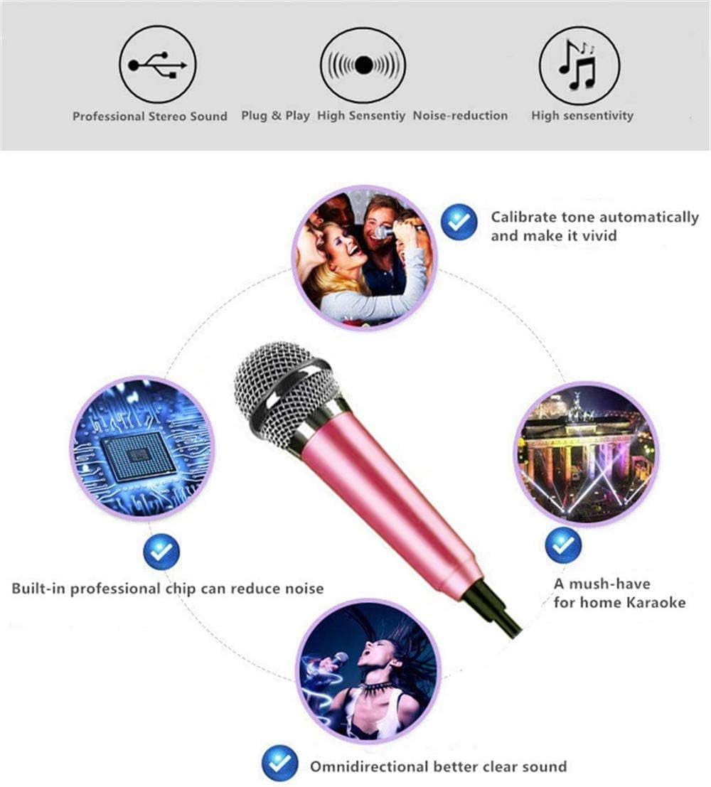 Mini Portable Vocal Microphone for Mobile Phone, Computer, Tablet, Recording Chat and Singing（Pink）  DELADOLA   