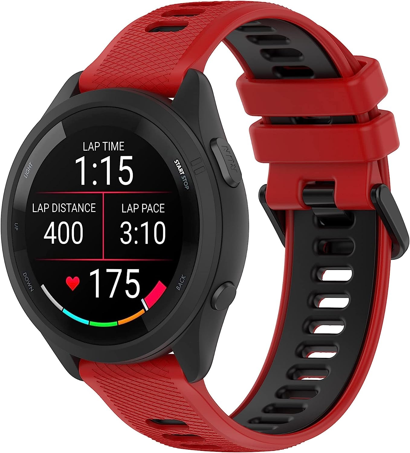 Replacement Band for Garmin GPS Running Smartwatch Band,Soft Silicone Adjustable Sport Band, Easy Change Silicone Replacement Soft Rubber Watch Band  Gusfeliz Red/Black 20MM 