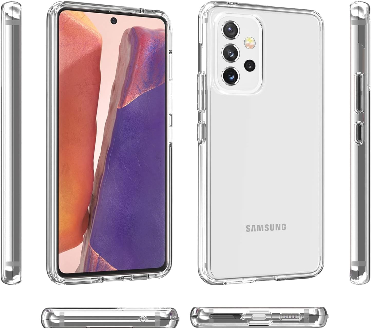 TJS Compatible with Samsung Galaxy A53 5G Case, with Tempered Glass Screen Protector, Hybrid Shockproof Protective Cover Hard Back Drop Protection Phone Case Cover (Clear)  TJS   