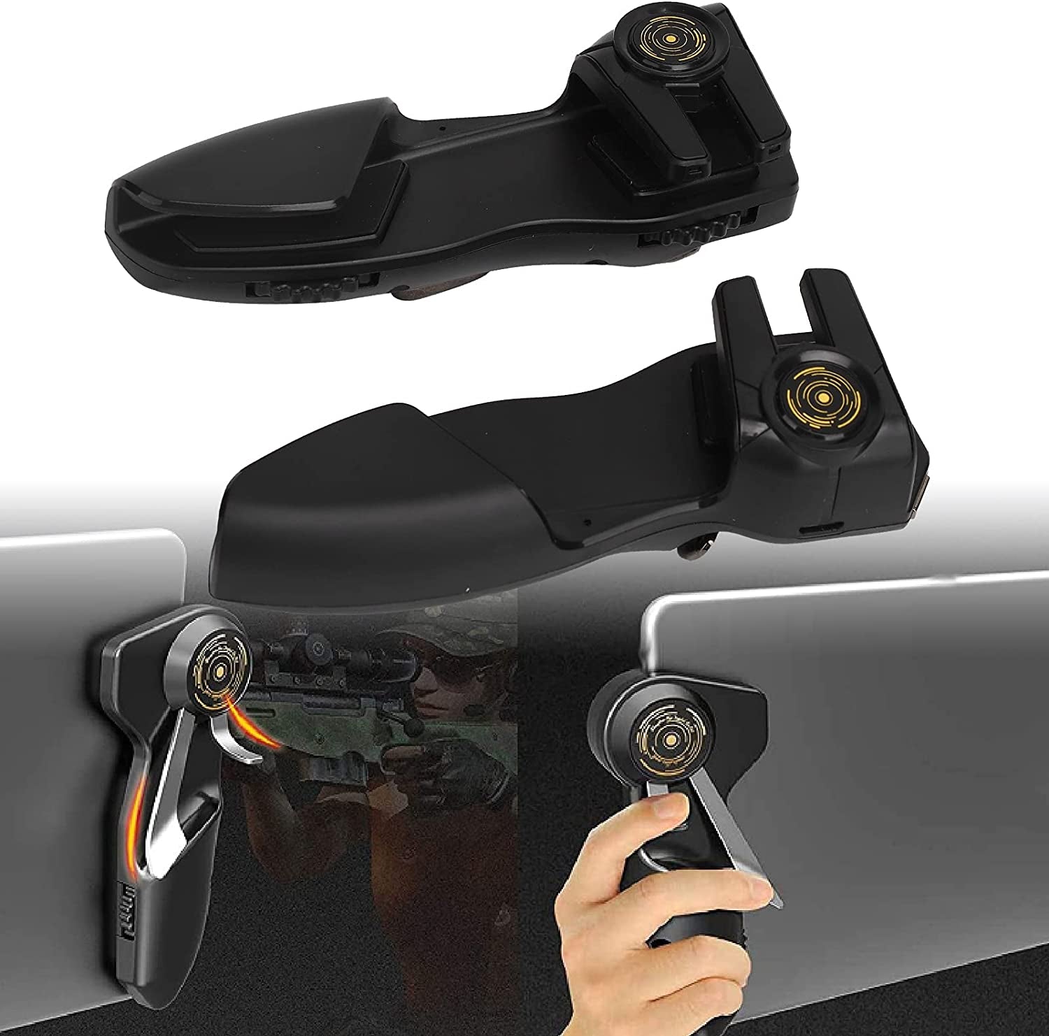 Wendeekun Gaming Controller Gamepad, Mobile Game Handle Controller 6 Finger Shooting Button Trigger Auxiliary Gamepad, for Smartphone/Tablet  wendeekun   