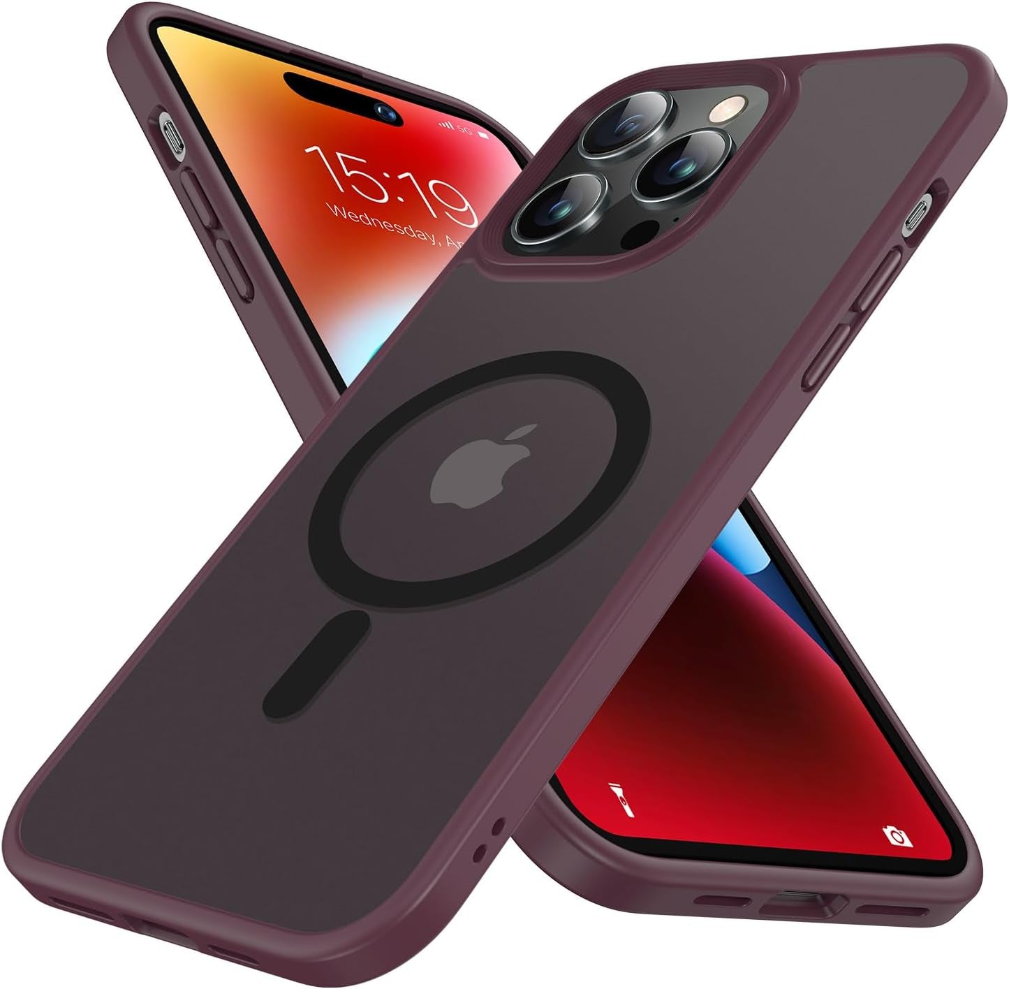 Mgnaooi Magnetic Case for Iphone 14 Pro Case [Mil-Grade Drop Tested & Compatible with Magsafe] Translucent Matte Back with Aluminum Alloy Keys, Shockproof 14 Pro Phone Case 6.1 Inch, Blue  Mgnaooi Red  