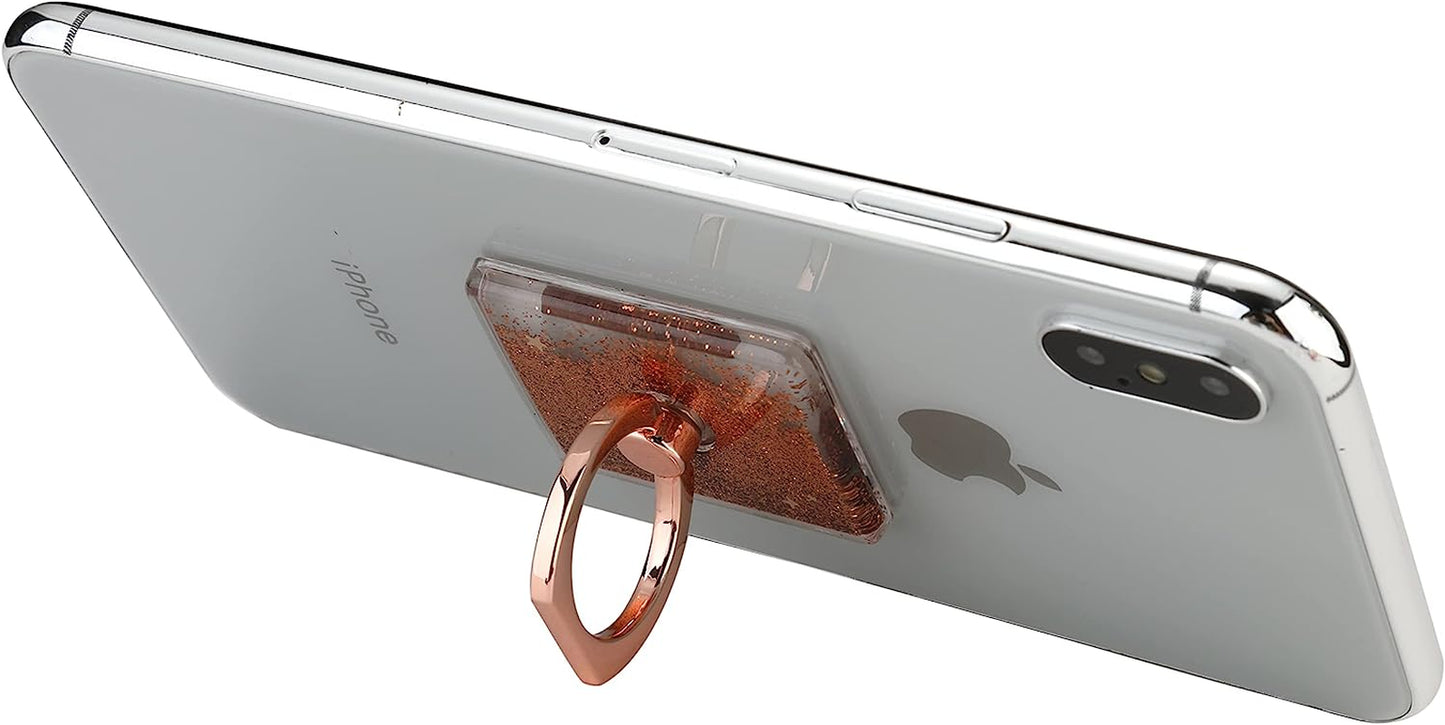 LAX Gadgets Cell Phone Ring Holder - Finger Ring for Phone Case - 360° Rotation Secure Back Grip, Stand, Holder for All Smartphones Including Iphone & Android Phone - Glitter Rose Gold  LAX Gadgets   