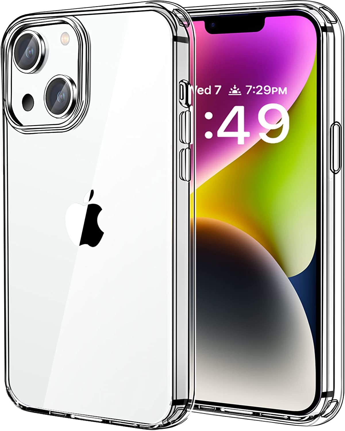 Jjgoo Compatible with Iphone 14 Case, Bling Sparkle Soft TPU Anti-Scratch Shockproof Protective Phone Bumper, Women Girls Cute Slim Sparkly Phone Case for Iphone 14, Glitter Gradient Blue  JJGoo Hard Clear  