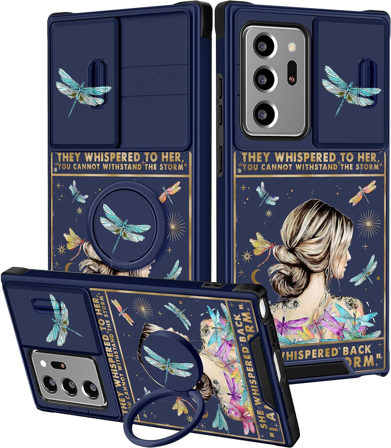 Funermei (2In1 for Samsung Galaxy Note 20 Ultra Case for Women Cute Girls Phone Cover Butterfly Girly Aesthetic Purple Butterfly Design with Camera Cover+Ring Funda for Galaxy Note 20 Ultra Case 5G  Funermei 5-Girl Back  