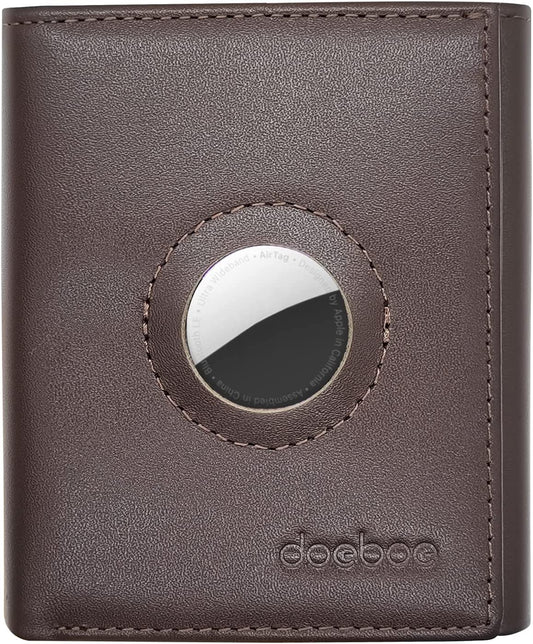 Doeboe Trifold Airtag Wallet for Men Women Genuine Leather, Minimalist RFID Wallet for Apple Air Tag Tracker, Men'S Leather Trifold Wallet for Credit Card, Cash, Large Capacity, Airtags Accessories  doeboe   