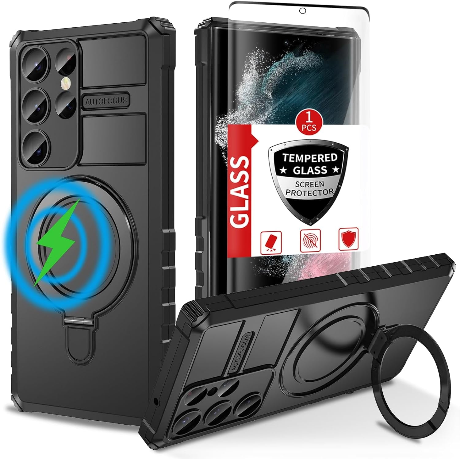 IYTRRYH Magnetic for Samsung Galaxy S21 Ultra Case[Compatible with Magsafe] with Tempered Glass Screen Protector,Military Grade Drop Protection Shockproof Galaxy S21 Ultra Phone Case Man 6.8'' Black  IYTRRYH Black Samsung Galaxy S22 Ultra 