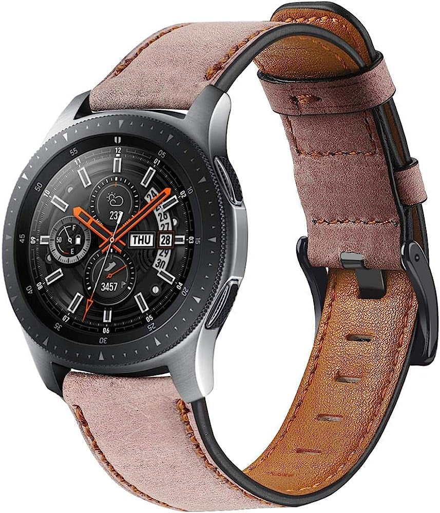 Compatible with Samsung Galaxy Watch 46Mm, 22Mm Genuine Leather Band for Samsung Gear S3 Frontier/Huawei Watch GT 2 46Mm, Leather Strap Replacement for Men Women  EIHAIHIS pink  