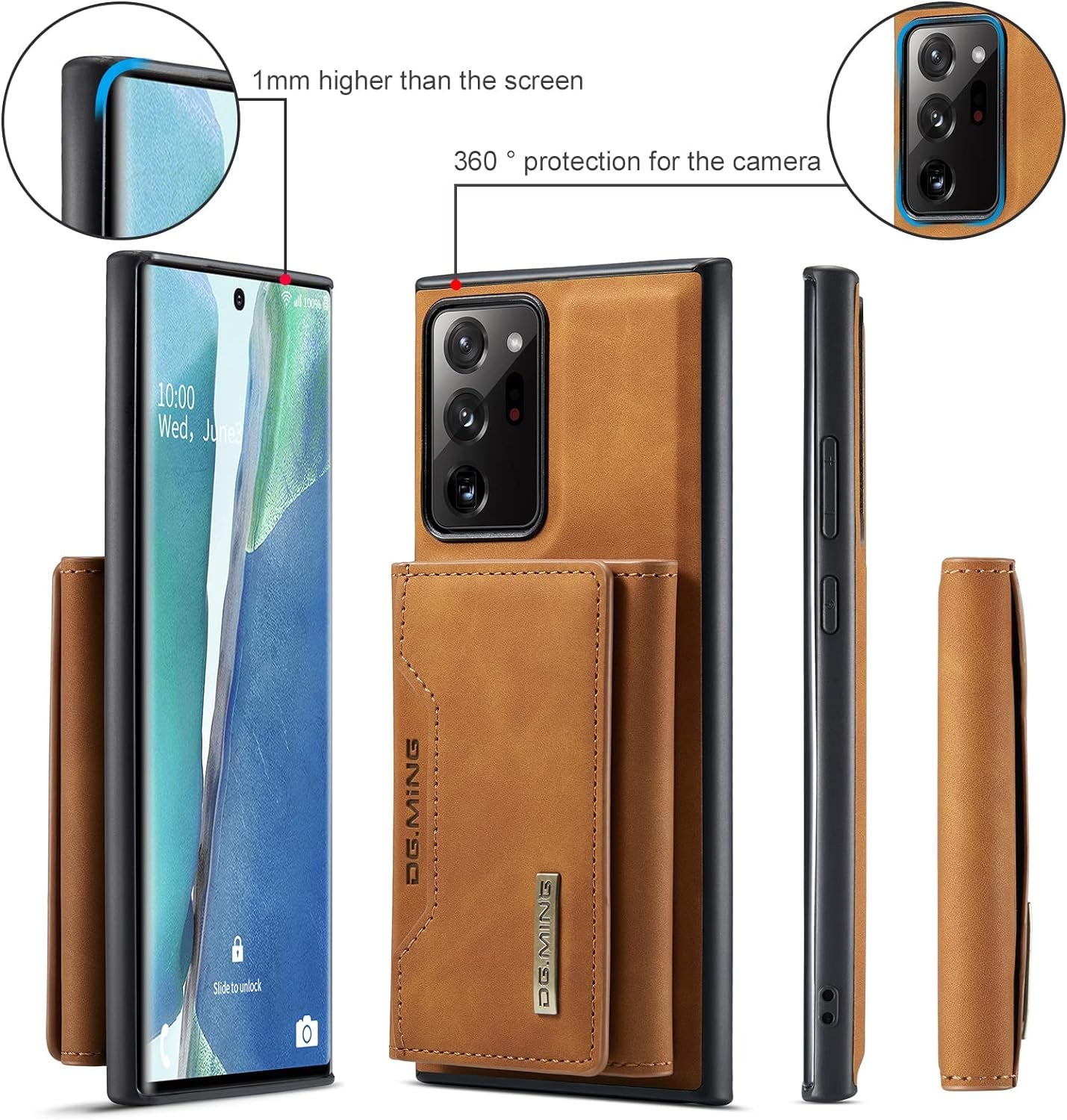 Wallet Case for Samsung Galaxy Note 20 Ultra, DG.MING Premium Leather Phone Case Back Cover Magnetic Detachable with Trifold Wallet Card Holder Pocket for Samsung Galaxy Note 20 Ultra (Brown)  Nuolirong   