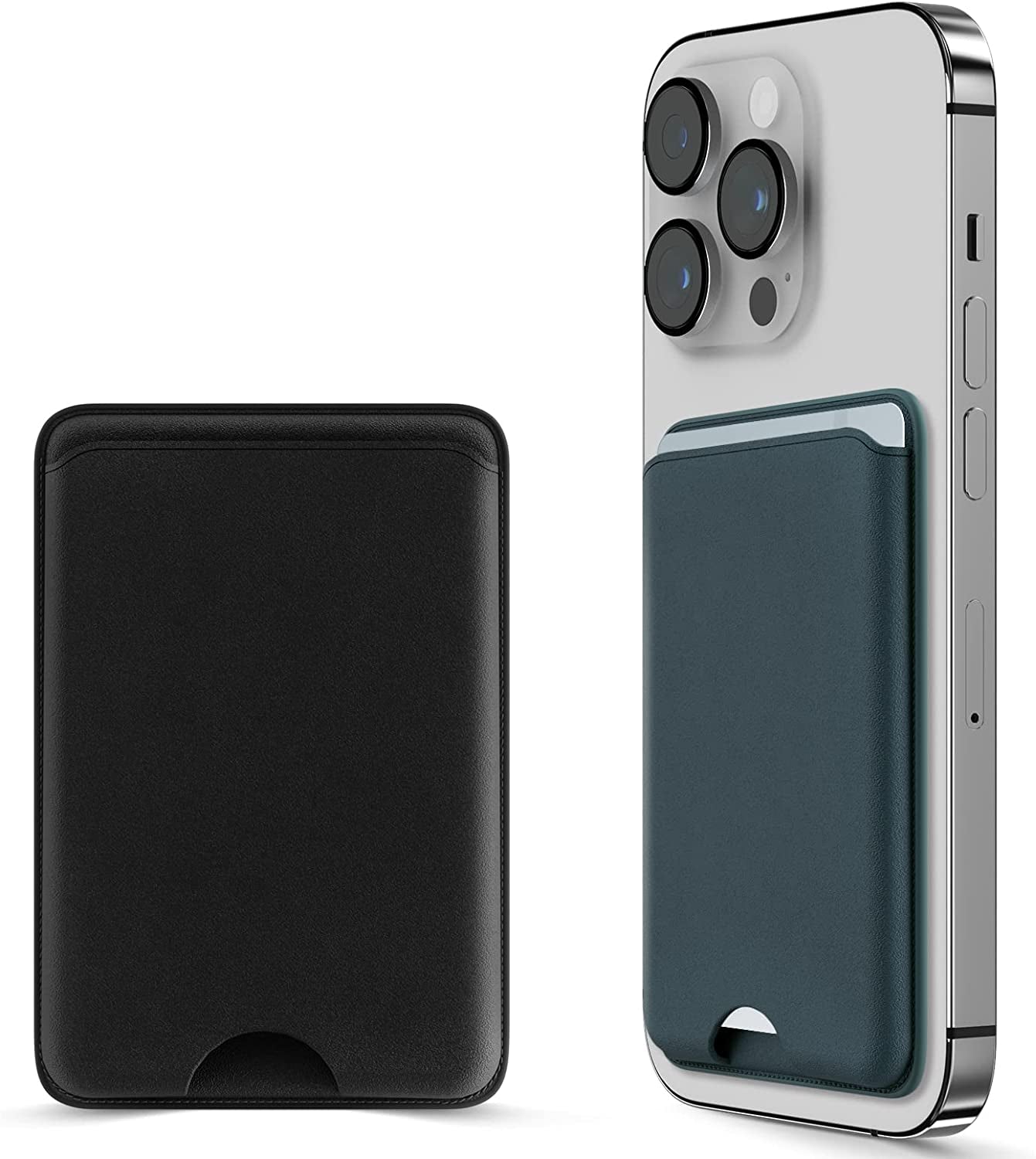 Dlinda 2-Pack Iphone Wallet Magsafe Card Holder, Detachable Leather Wallet with Magsafe for Apple Iphone 14 Pro Max/14 Plus/14 Pro/14, Iphone 13 / Iphone 12 Series, Midnight & Midnight  Dlinda Green & Midnight  