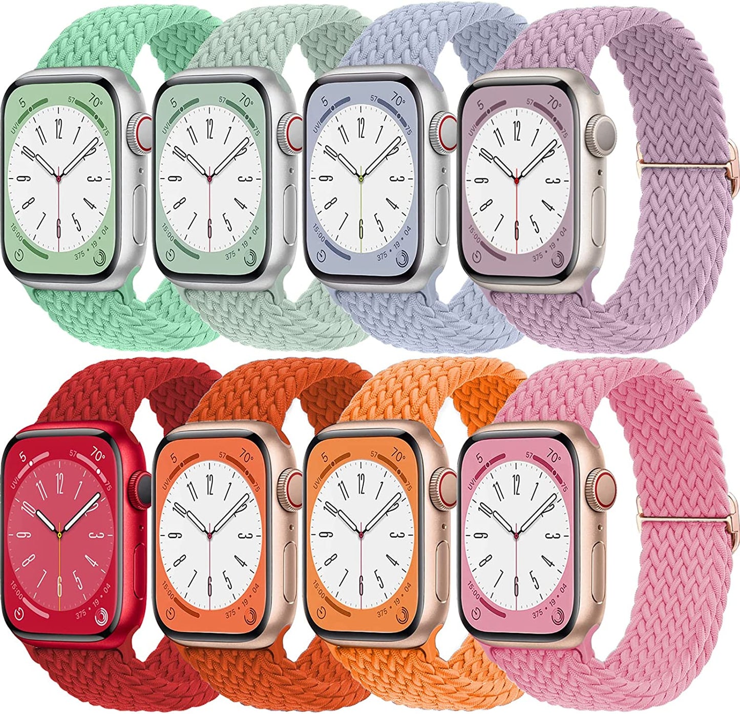 Braided for Apple Watch Band 45Mm 41Mm 40Mm 44Mm Iwatch Bands 38Mm 42Mm Men/Women,Solace Stretchy Sport Solo Loop Strap Wristband for Apple Watch Ultra 49Mm Series 8/7/6 5/4/3/2/1/SE 40 44 45 Mm  Wowstrap Red/Turquoise/Green/Pistachio/Violet/Orange/M/P 38mm 40mm 41mm 