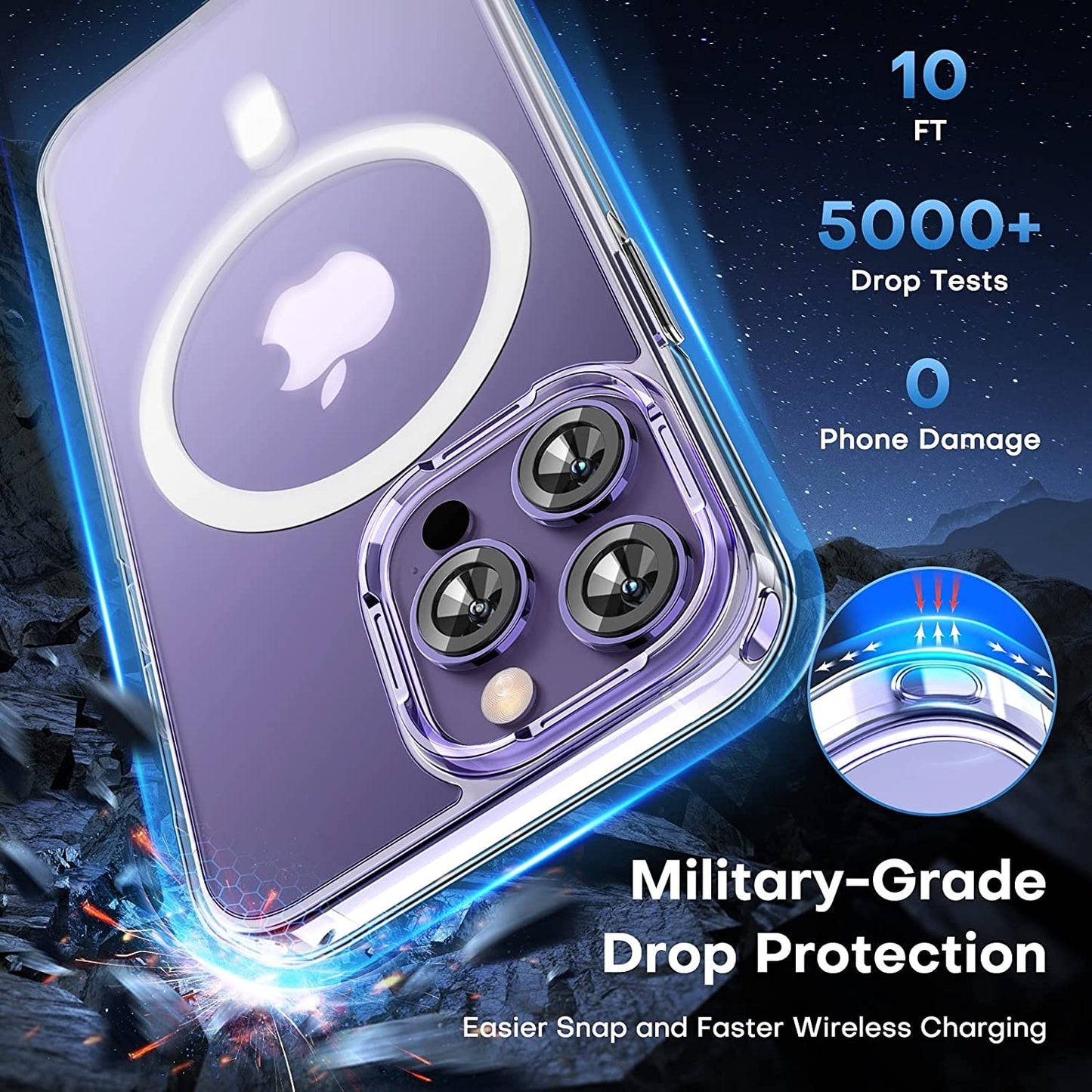 TAURI [5 in 1 Magnetic Case for Iphone 14 Pro [Military Grade Drop Protection] with 2X Screen Protector +2X Camera Lens Protector, Transparent Slim Fit Designed for Magsafe Case-Clear  TAURI   