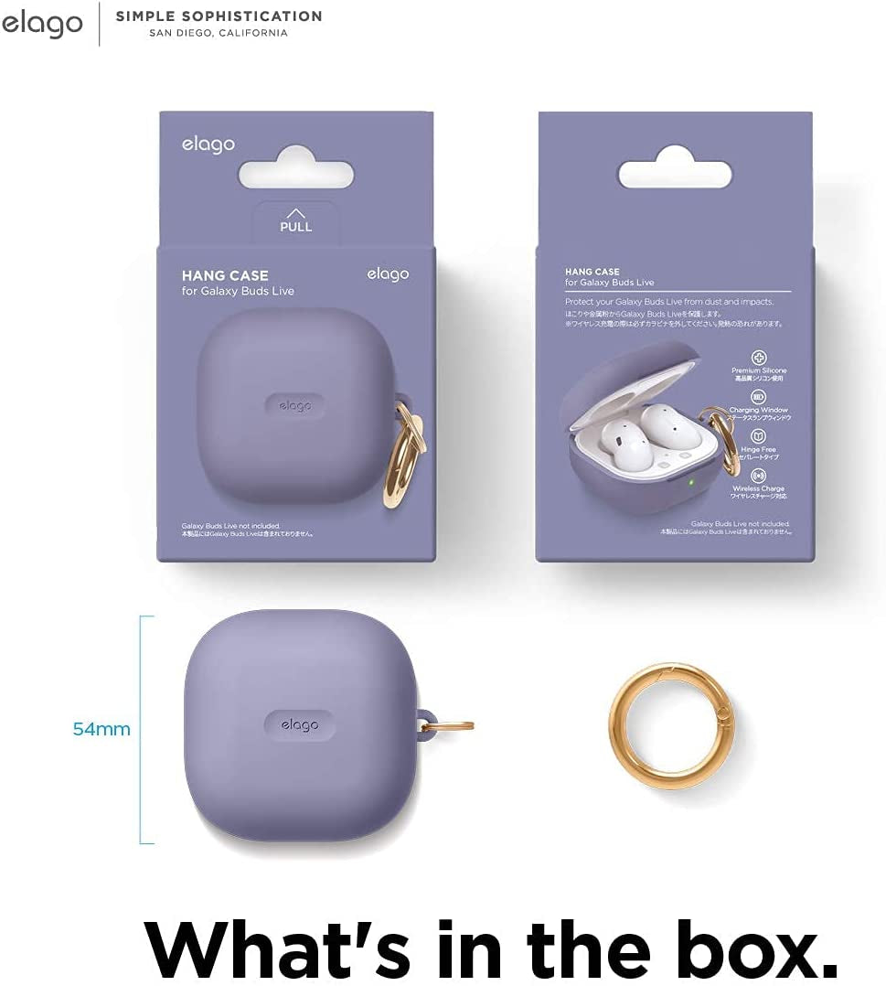 Elago Silicone Hang Case Compatible with Samsung Galaxy Buds 2 Pro Case (2022) / Galaxy Buds 2 Case (2021) / Galaxy Buds Pro Case (2021) / Galaxy Buds Live Case (2020) [Lavender Grey]  elago   